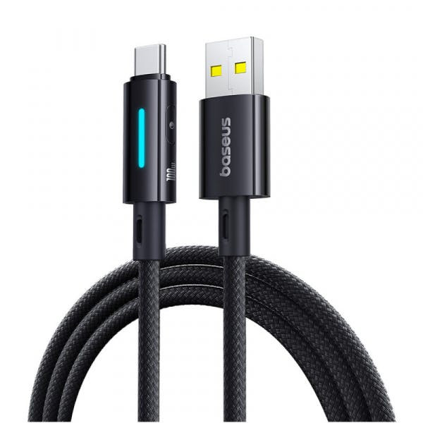 Cable USB-A a USB-C con botón iluminado, 100 W, 2 m