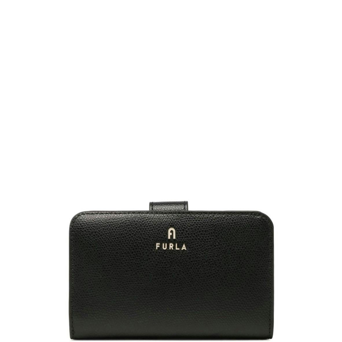 Cartera de piel negra con cremallera y monedero