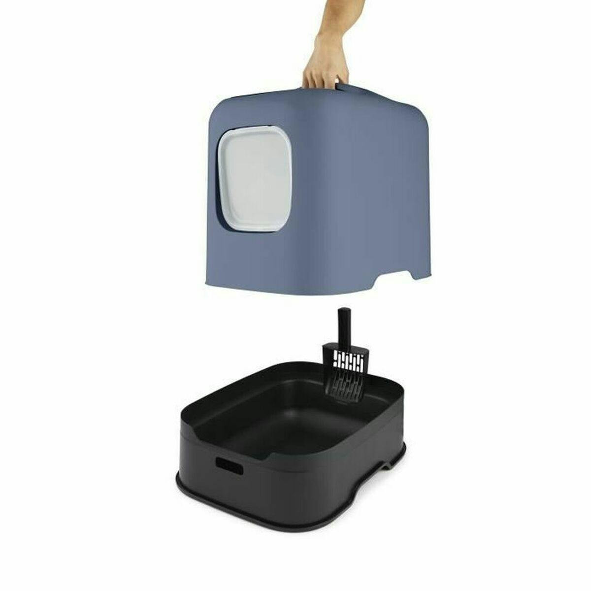Horizon rectangular cat litter box blue