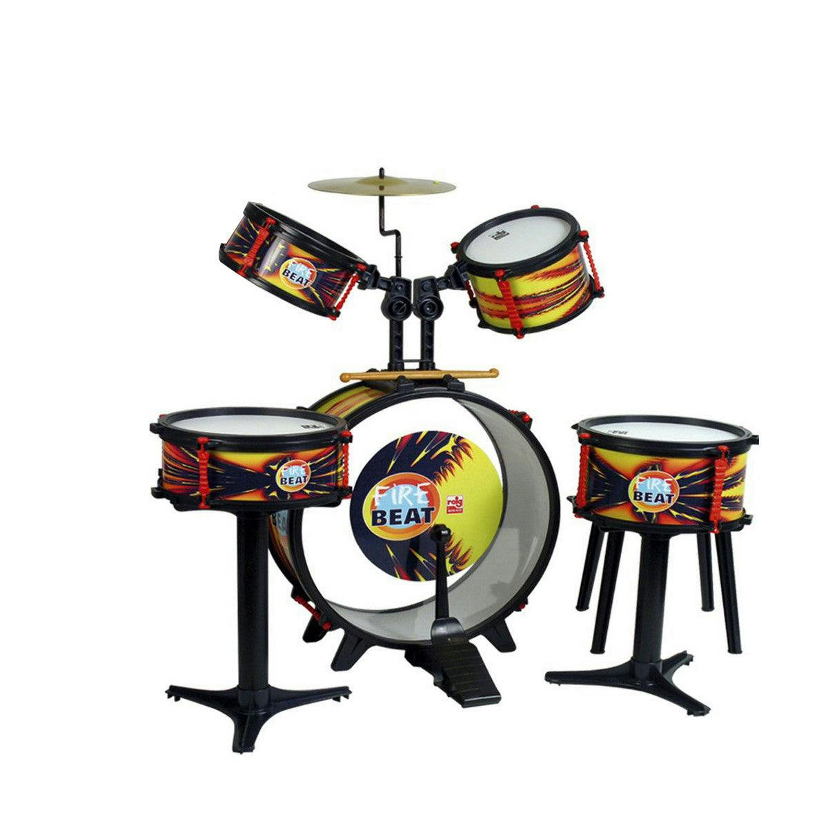 Fire Beat children's plastic drum set - red and white