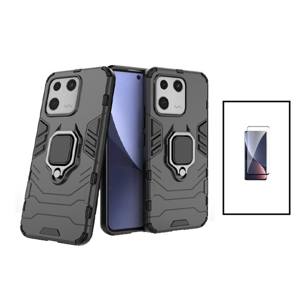 Kit Película de Vidro Temperado Curved + Capa 3X1 Military Defender para Xiaomi 13 Pro - Preto