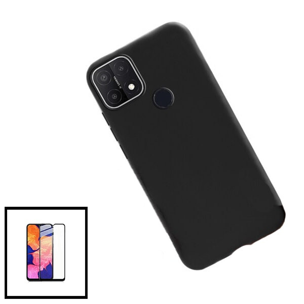 Protector Vidrio Full Cover 5D y Funda Silicona Líquida para Realme C20