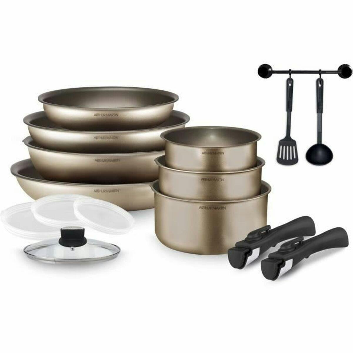Set de cocina de 15 piezas en aluminio con asas desmontables