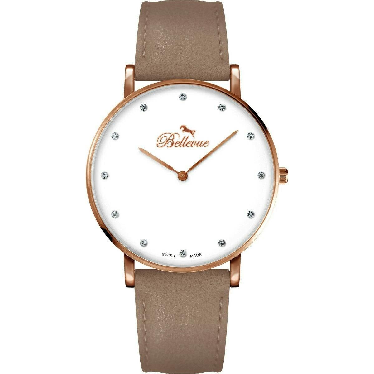 Reloj casual metal con caja rosa y esfera blanca