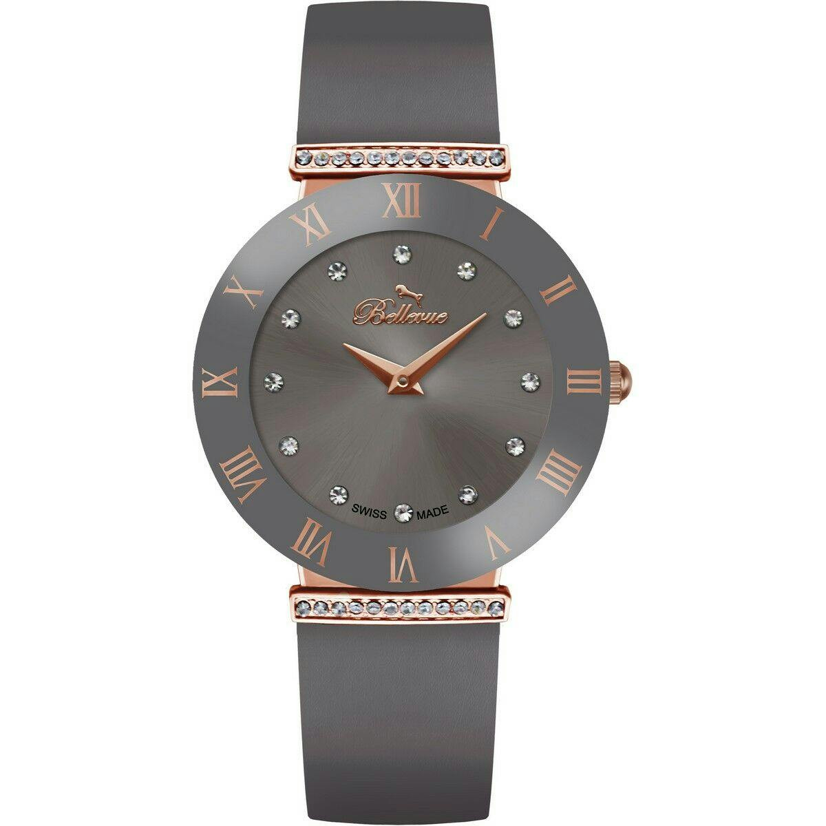 E.112 women's quartz watch metal case fabric strap