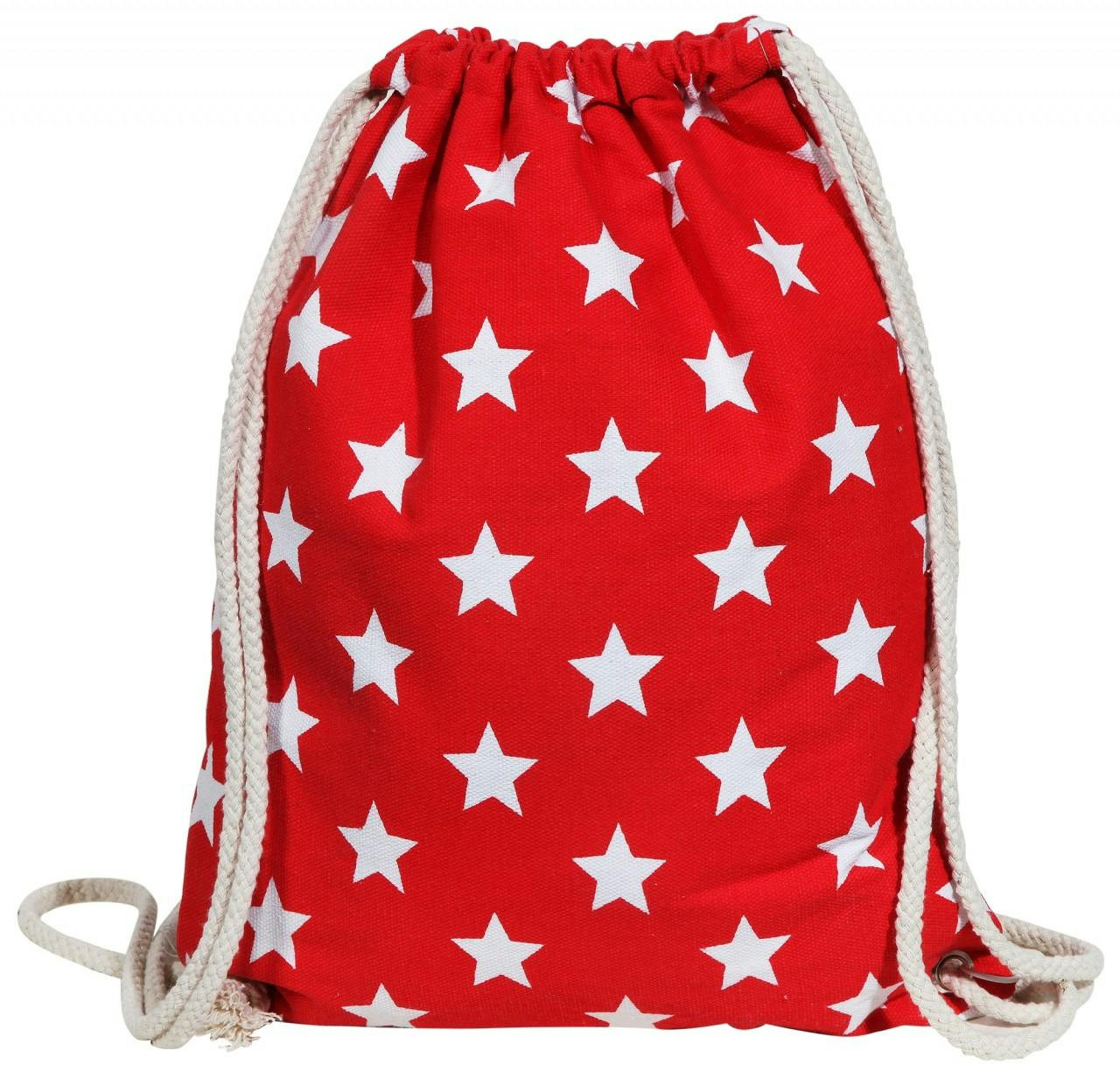 Bolsa de gimnasio de tejido con estampado de estrellas rojo