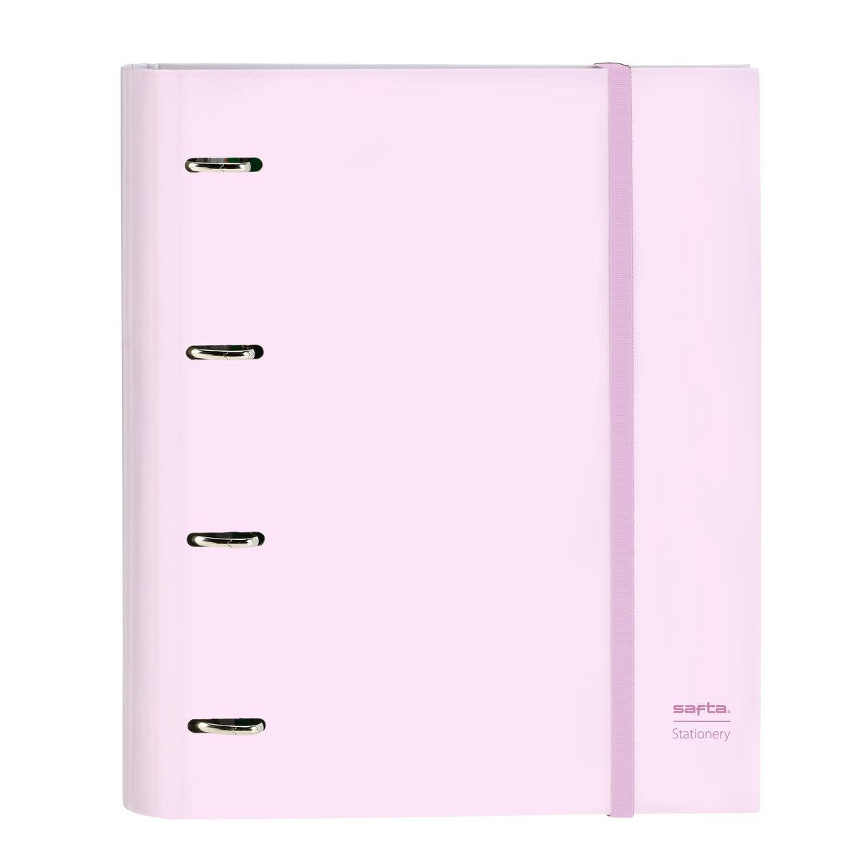 Carpeta de anillas rosa cartulina con 4 anillas y recarga de 100 hojas