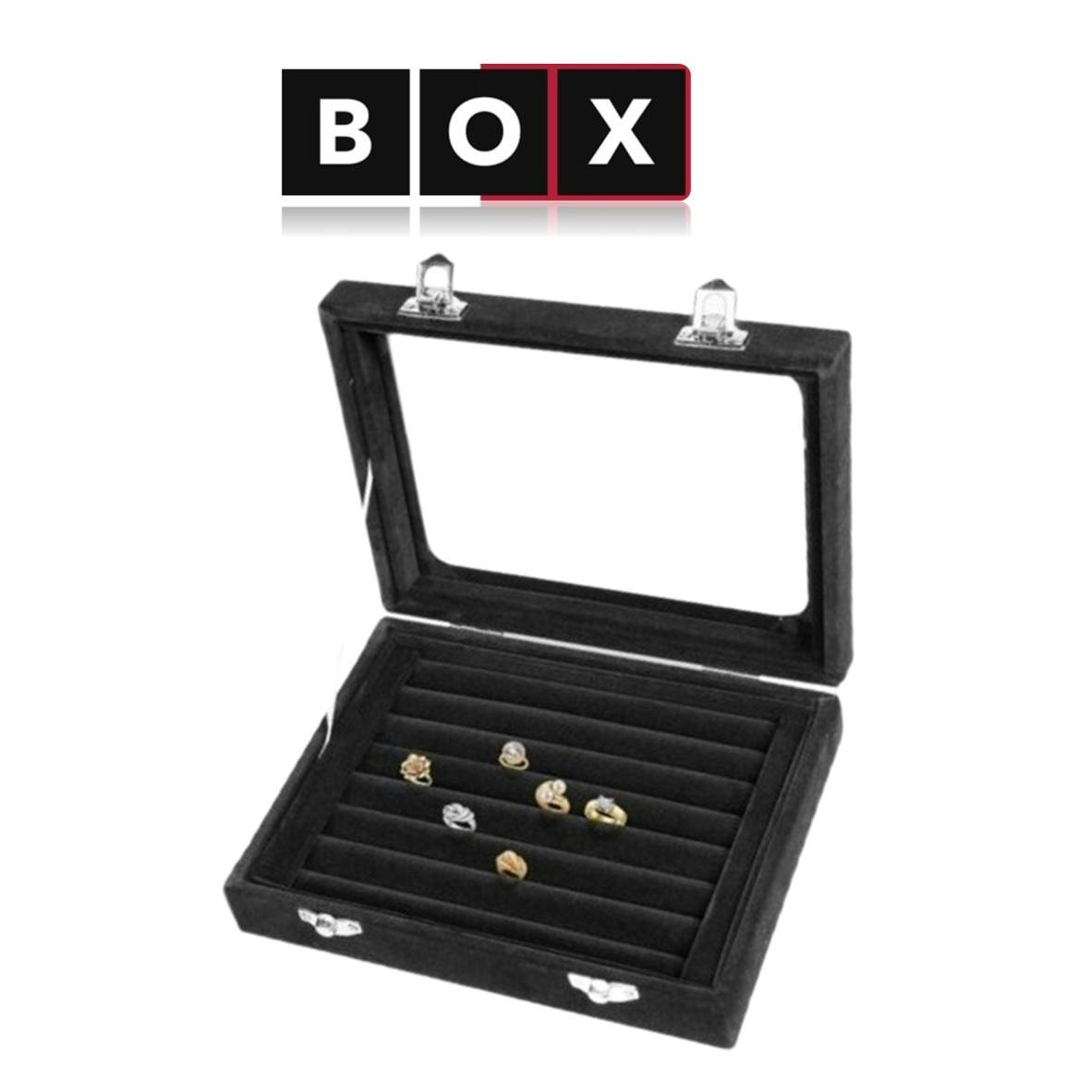Caja de almacenamiento para joyas en terciopelo negro