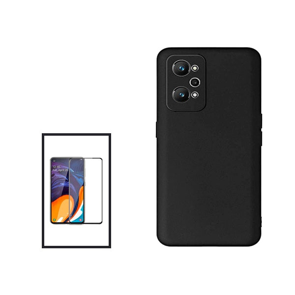 Kit protector vidrio templado y funda silicona líquida para Realme GT Neo2 - Negro