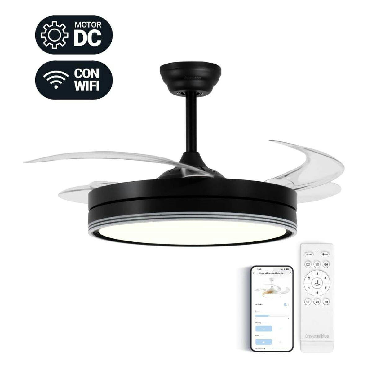 Ventilador de techo con luz integrada Negro