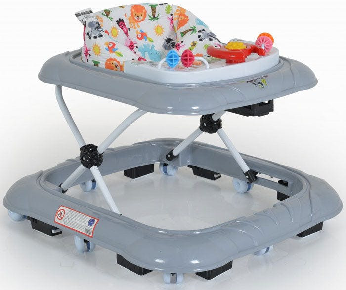 Andador Jungle Fun ajustable con juguetes y melodías – gris
