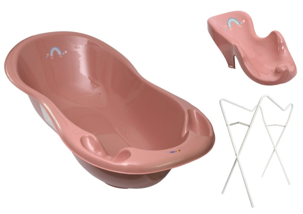 Bañera para bebé con soporte y asiento antideslizante Meteo Pink