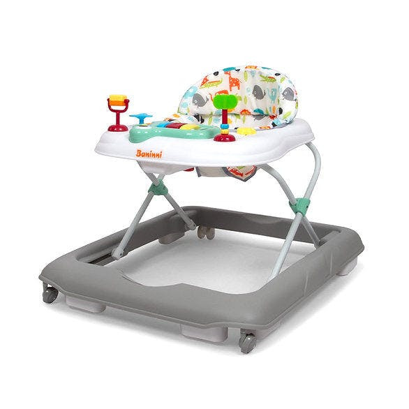 Andador Dino Gray con altura ajustable y panel de actividades