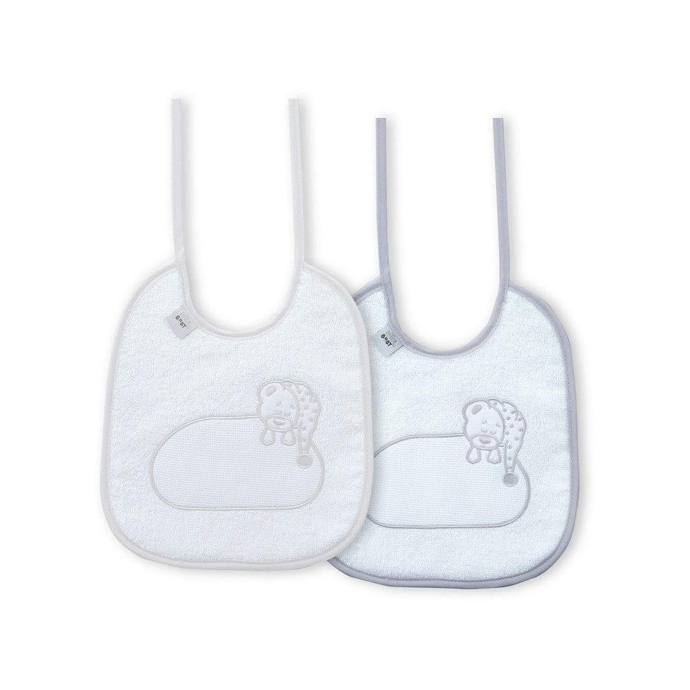 Pack of 2 cotton bibs grey and white