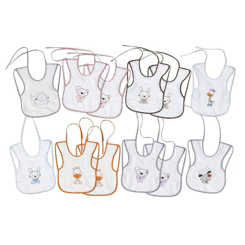 Babero de rizo 25 x 35 cm pack de 2 blanco