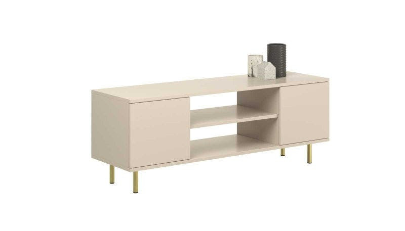 Mueble TV Focus en tablero laminado con patas metálicas doradas