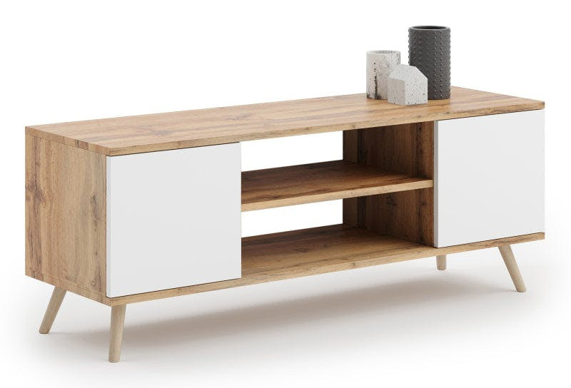 Mueble TV Focus roble y blanco 135 cm
