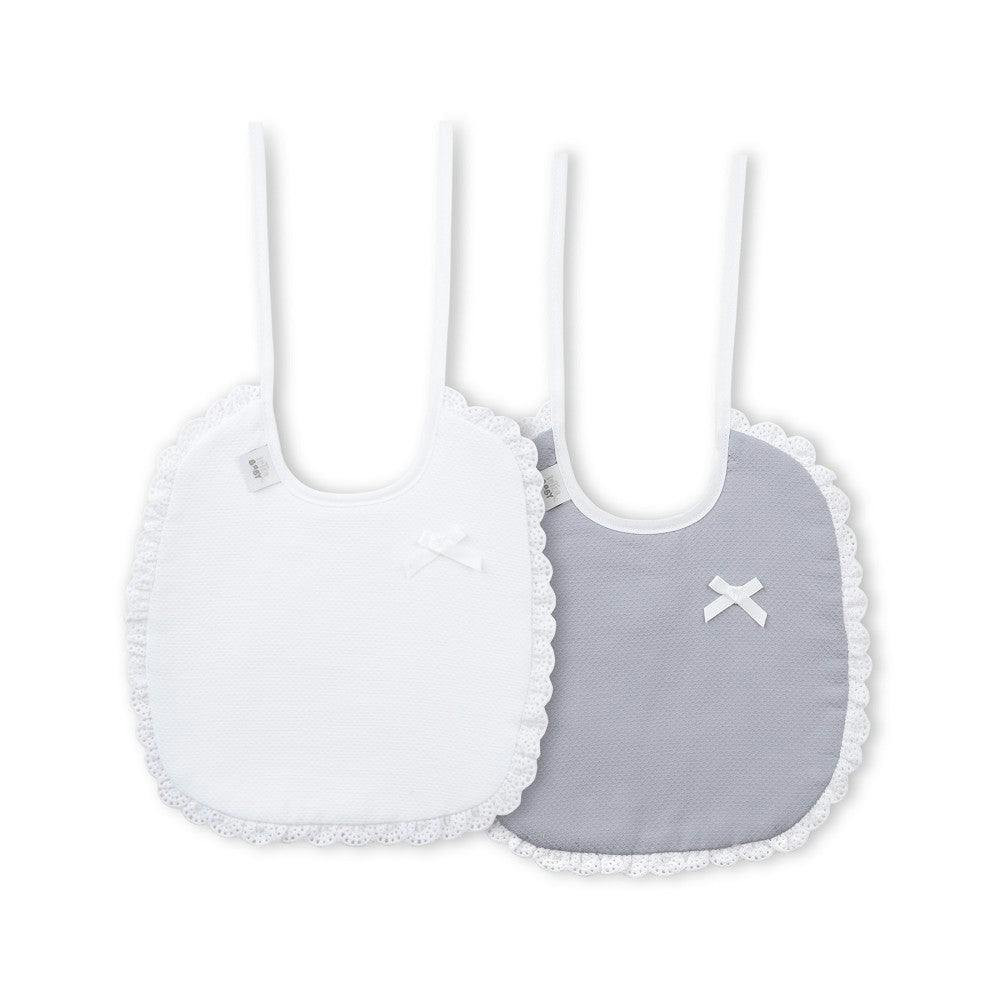 Bibs pack of 2 100% cotton grey and white