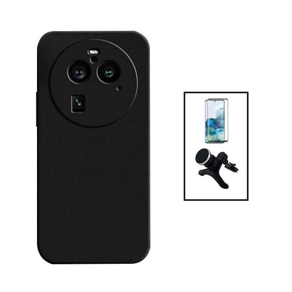 Kit de protección: vidrio templado curvo, funda de silicona y soporte magnético para Find X6 Pro