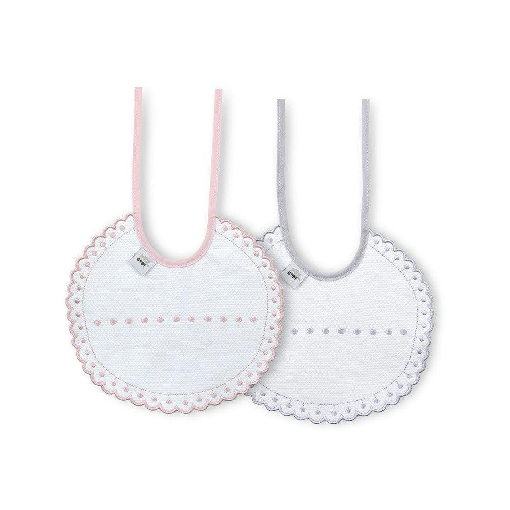 Pack de 2 baberos de algodón gris y rosa