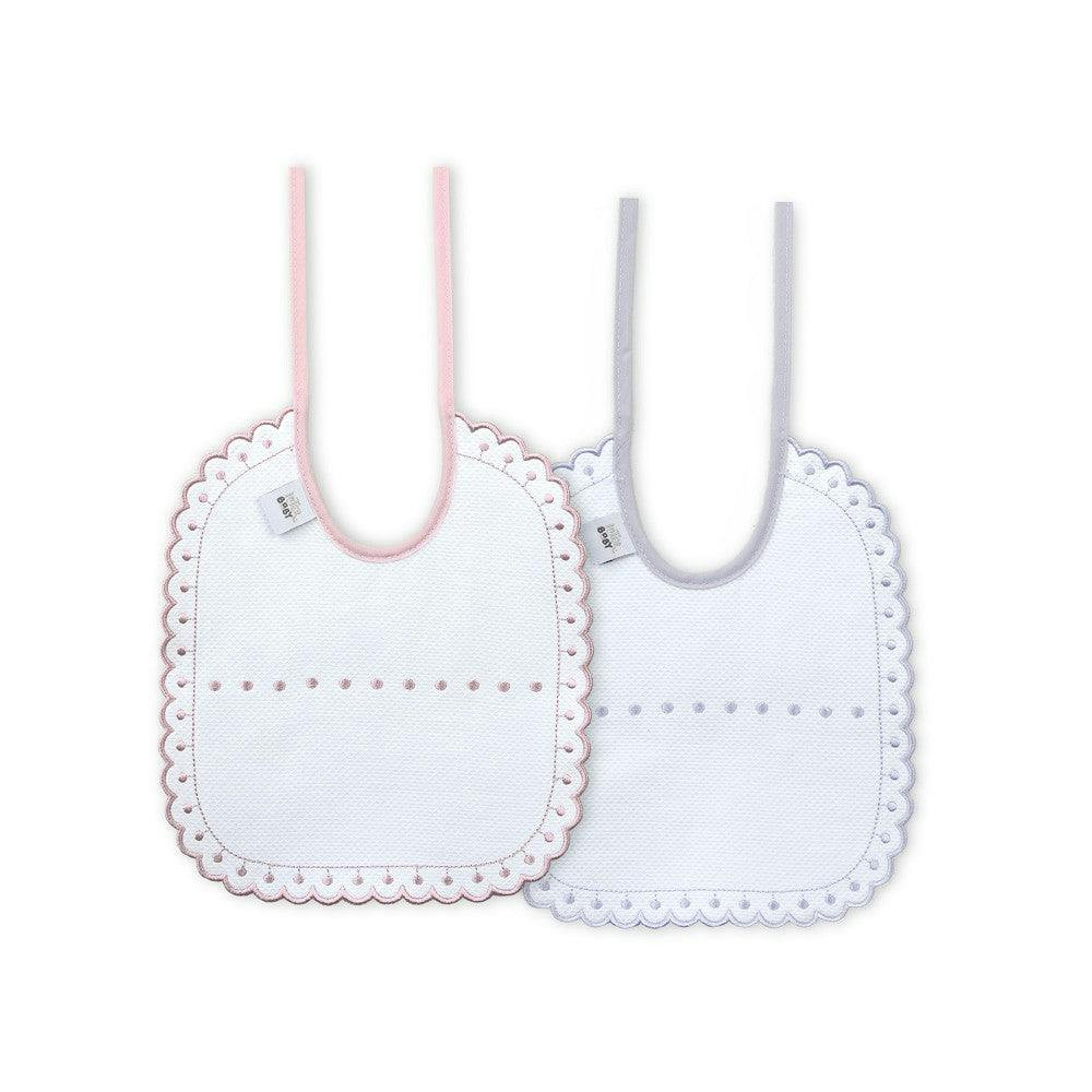 Pack de 2 baberos algodón gris y rosa
