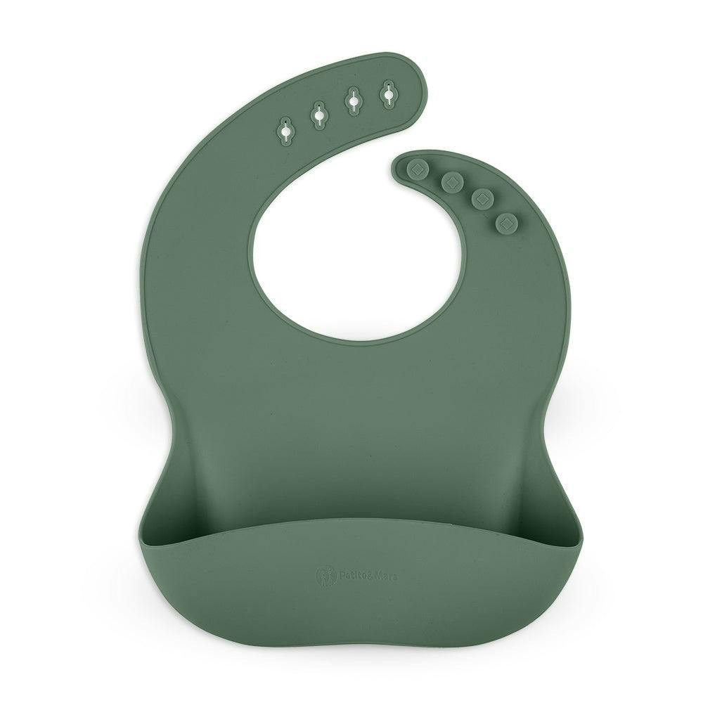 Silicone bib with pocket Take&Match Misty Green