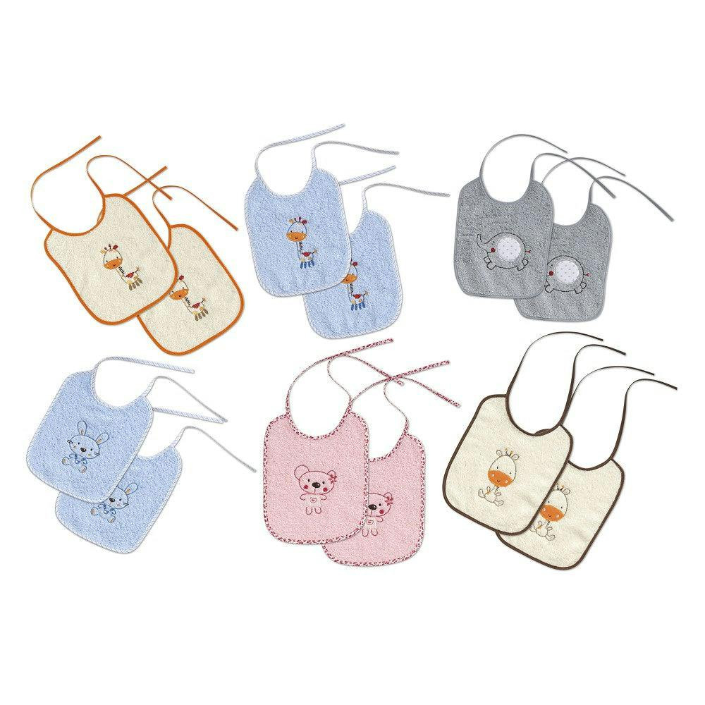 Babero de rizo 20 x 25 cm pack de 2 azul