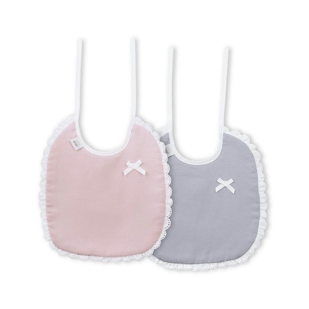 Baberos pack 2 100% algodón gris y rosa