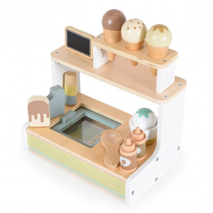 Wooden ice cream stall toy, 26 pieces