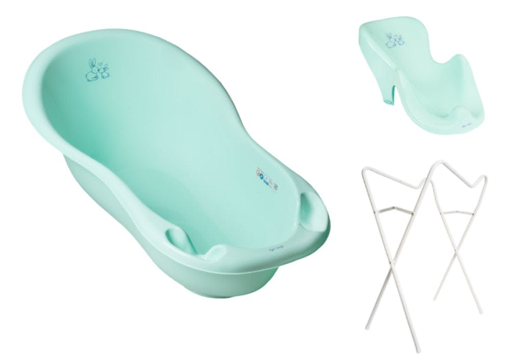 Bañera infantil ergonómica con desagüe y asiento antideslizante