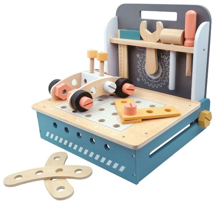 Foldable wooden tool workbench