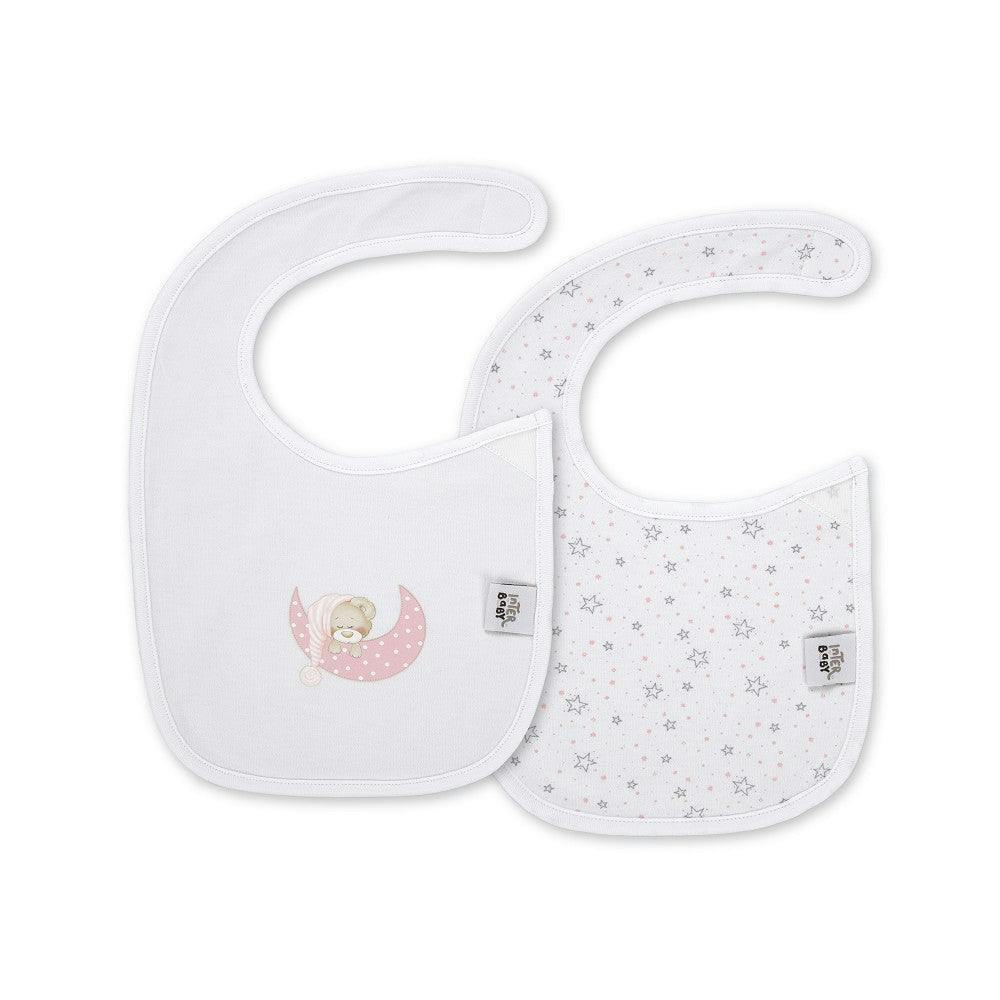 Babero con velcro pack 2 rosa