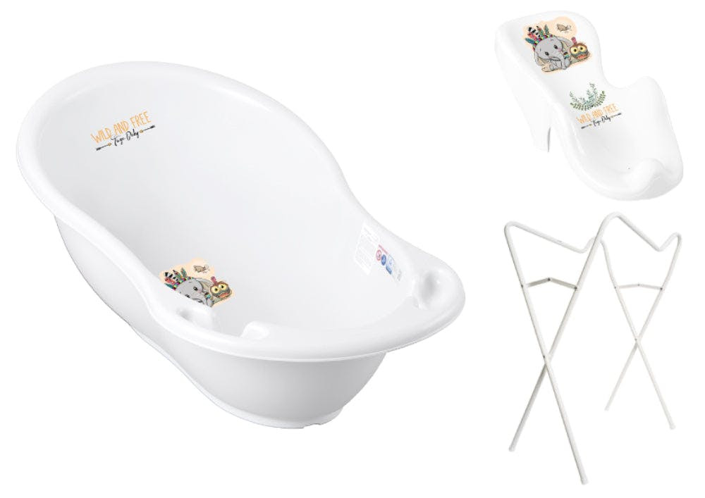 Bañera infantil con soporte y asiento antideslizante - Wild & Free Elephant