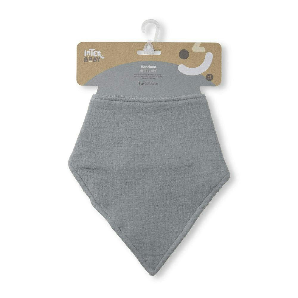 Babete Bandana Tecido Bambu Cinza Interbaby