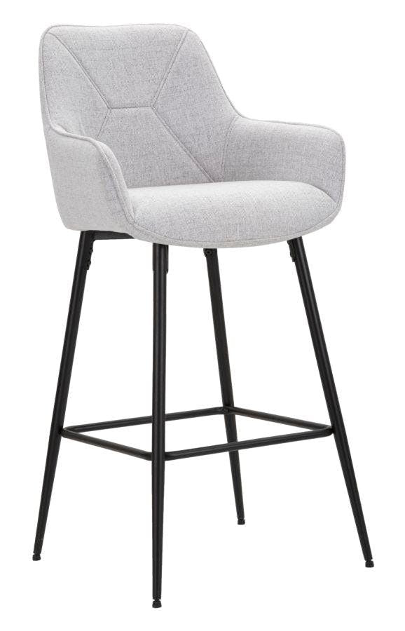 Bar stool set 2 units metal grey