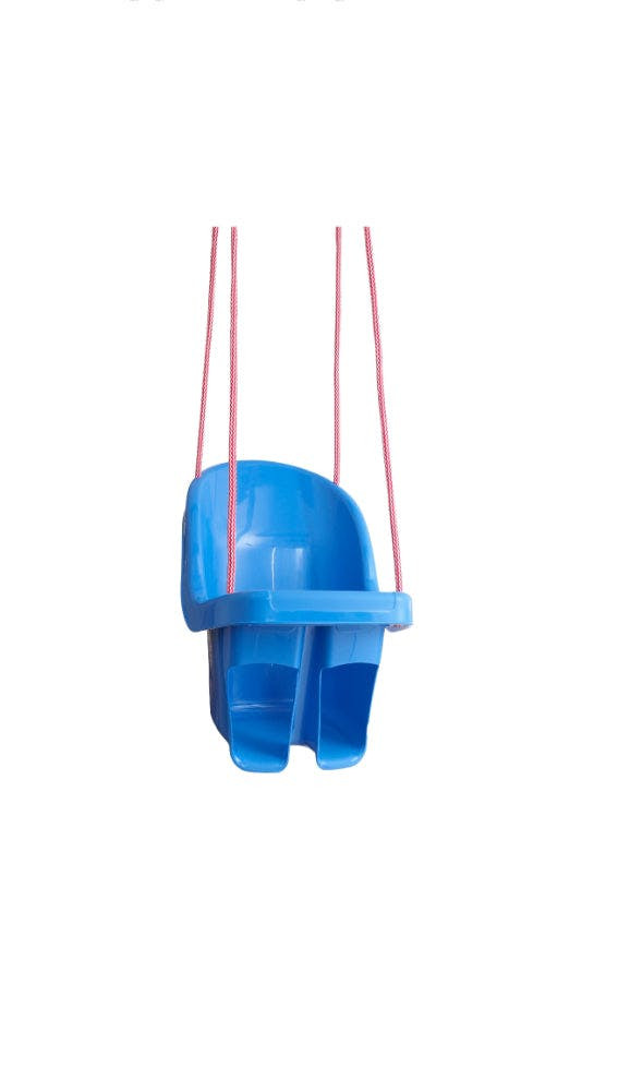 Columpio infantil tipo cubo en plástico azul