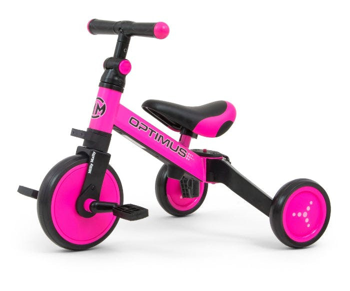 Bicicleta 3 en 1 Optimus Pink - triciclo, bicicleta de equilibrio, con pedales