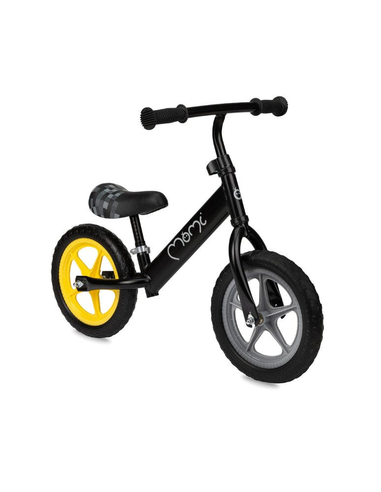 Bicicleta de equilibrio Momi Fleet en negro y amarillo