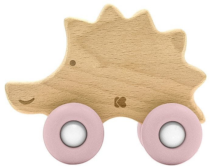 Beech wood and silicone hedgehog teether pink