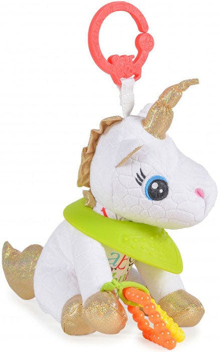 Juguete de actividades Unicornio Bella con mordedor y texturas para bebés