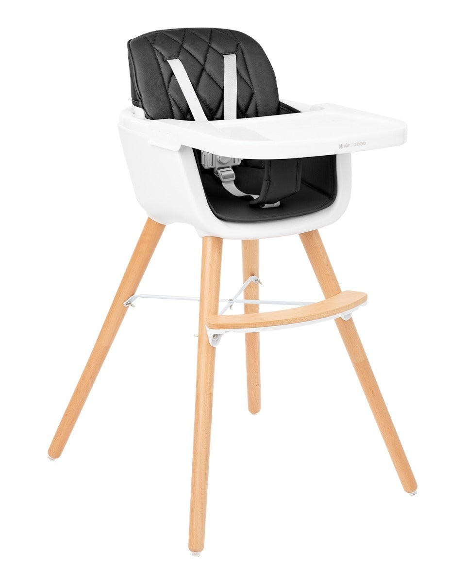 2-in-1 wooden highchair black with adjustable tray