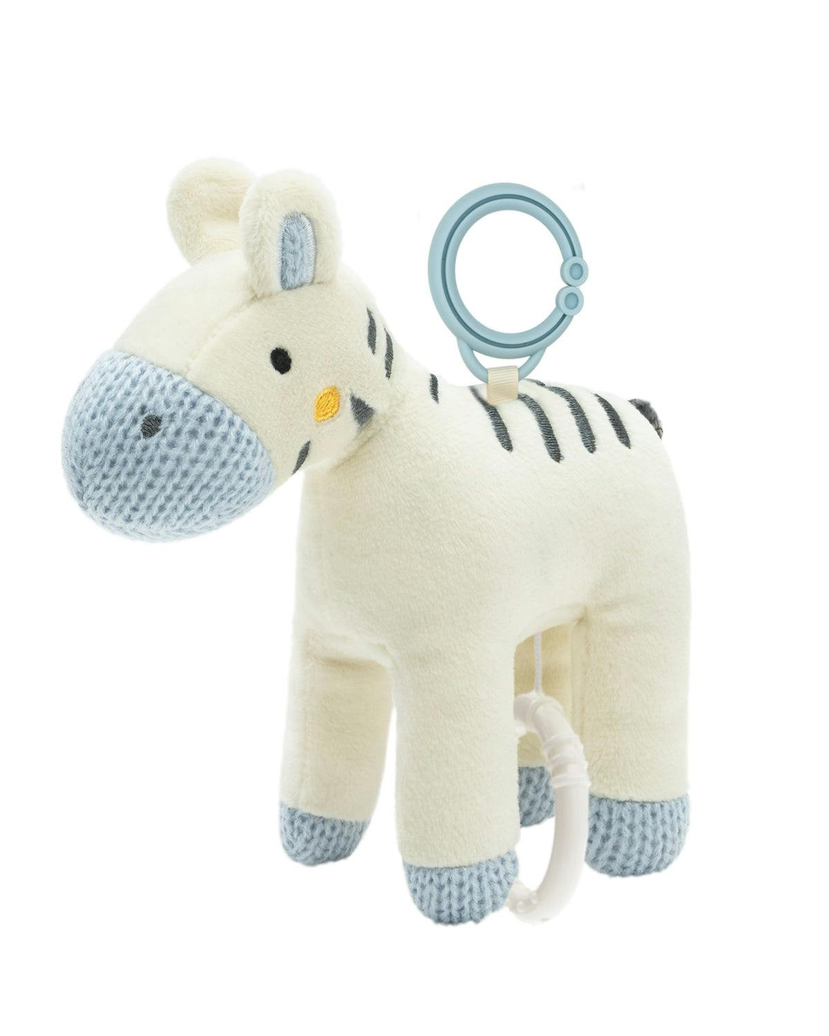 Juguete musical peluche Stripy Friends con caja de música 24 cm para 0-3 años