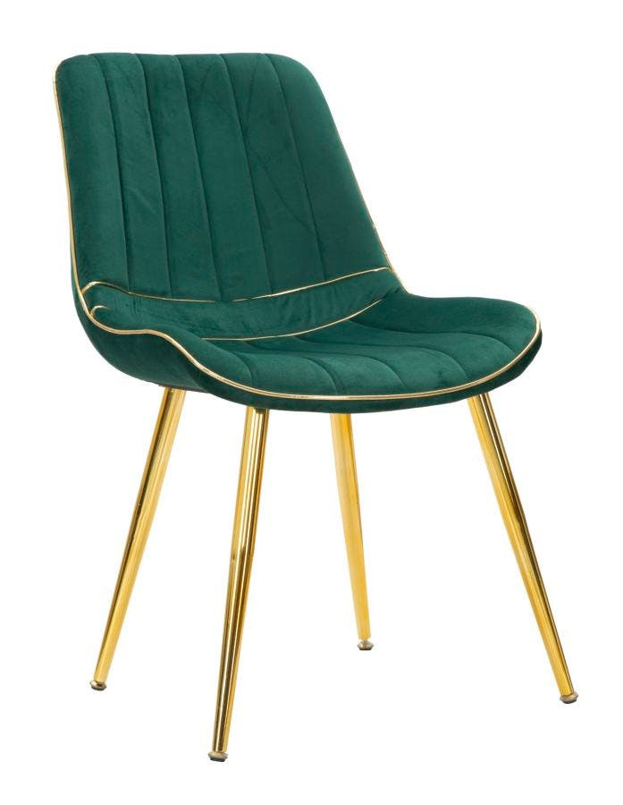 Silla Paris verde y dorada en metal conjunto 2 un