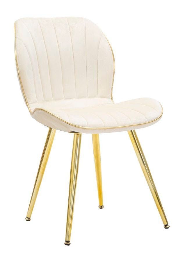 Silla Paris Space terciopelo sintético crema patas doradas conjunto 2