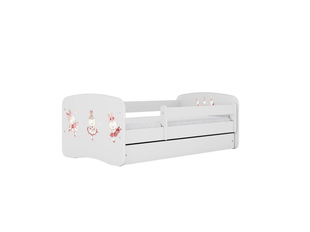 Cama con cajón y somier de lamas de abedul en tablero aglomerado laminado 18 mm