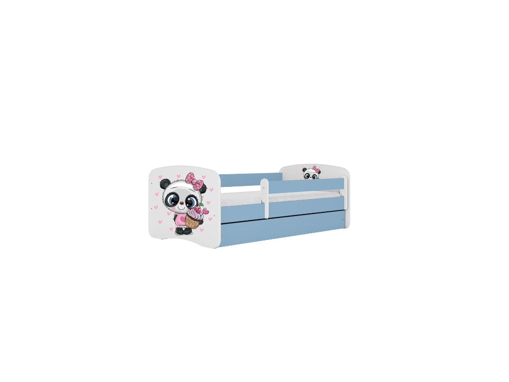 Cama infantil 140 x 70 cm con cajón y colchón Panda Blue