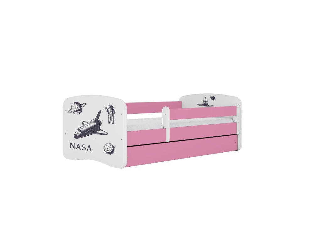 Infant bed 140x70 with birch slatted base and split drawer