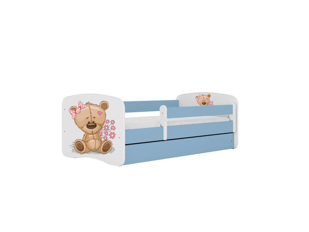 Cama infantil con cajón Babydreams Teddybear Flowers Blue
