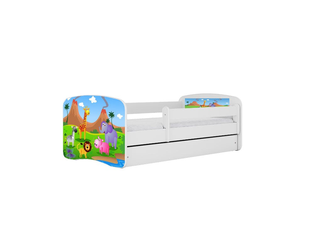 Children's bed with drawer and birch slat base