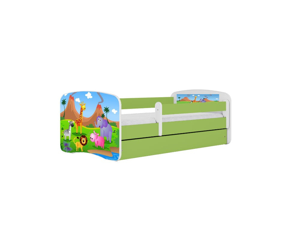 Children's bed BabyDreams Safari Green 18 mm laminated particleboard